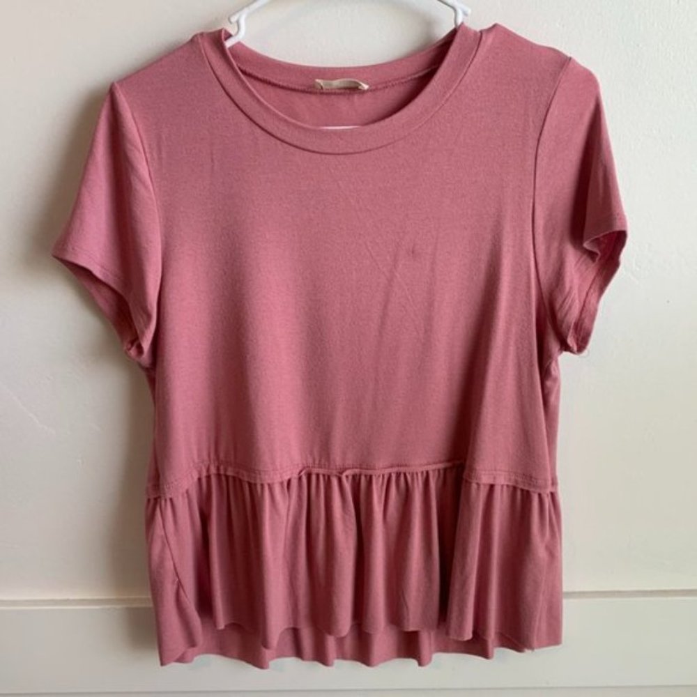 Duets Pink Ruffle Short Sleeve Shirt